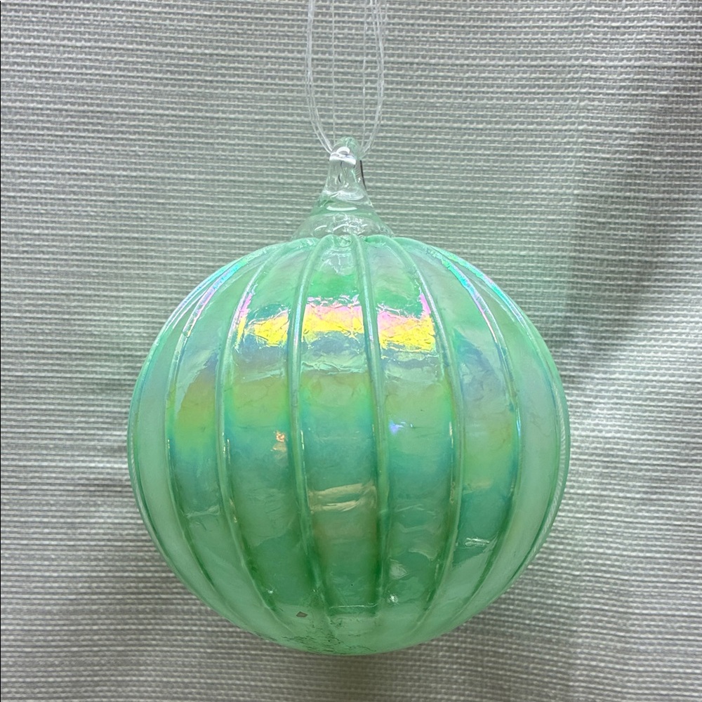 Iridescent Green Glass Ornament
